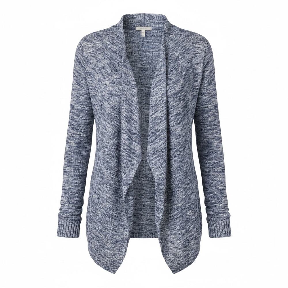 89th & Madison Blue Marled Fringe Open Front Cardigan PM